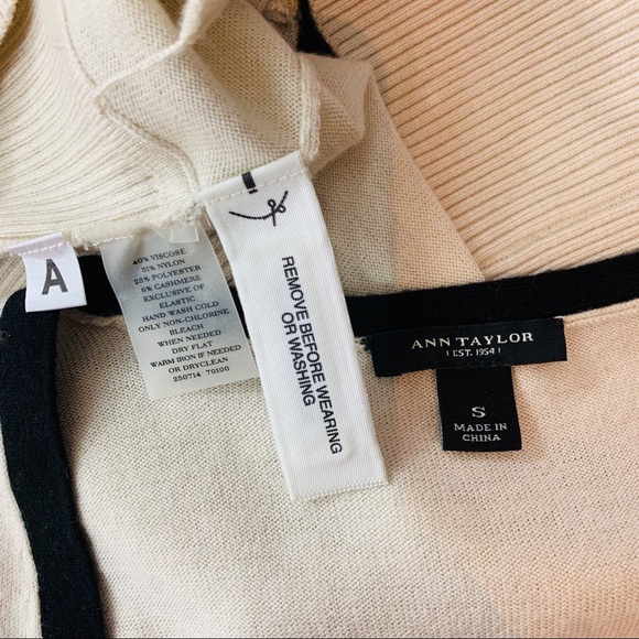 Ann Taylor / Cream Black Surplice Sweater - Picture 6 of 7